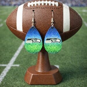 Seahawks Blue and Green Teardrop Earrings